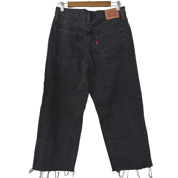 Levi's 94 Baggy Jeans Womens Sz 28‎ Black Cut Off 23.5" Inseam Streetwear Modern - Picture 3 of 6